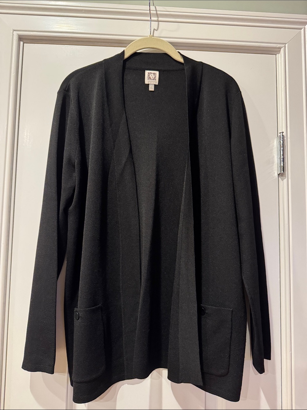 Anne Klein Black Open-Front Blazer Cardigan